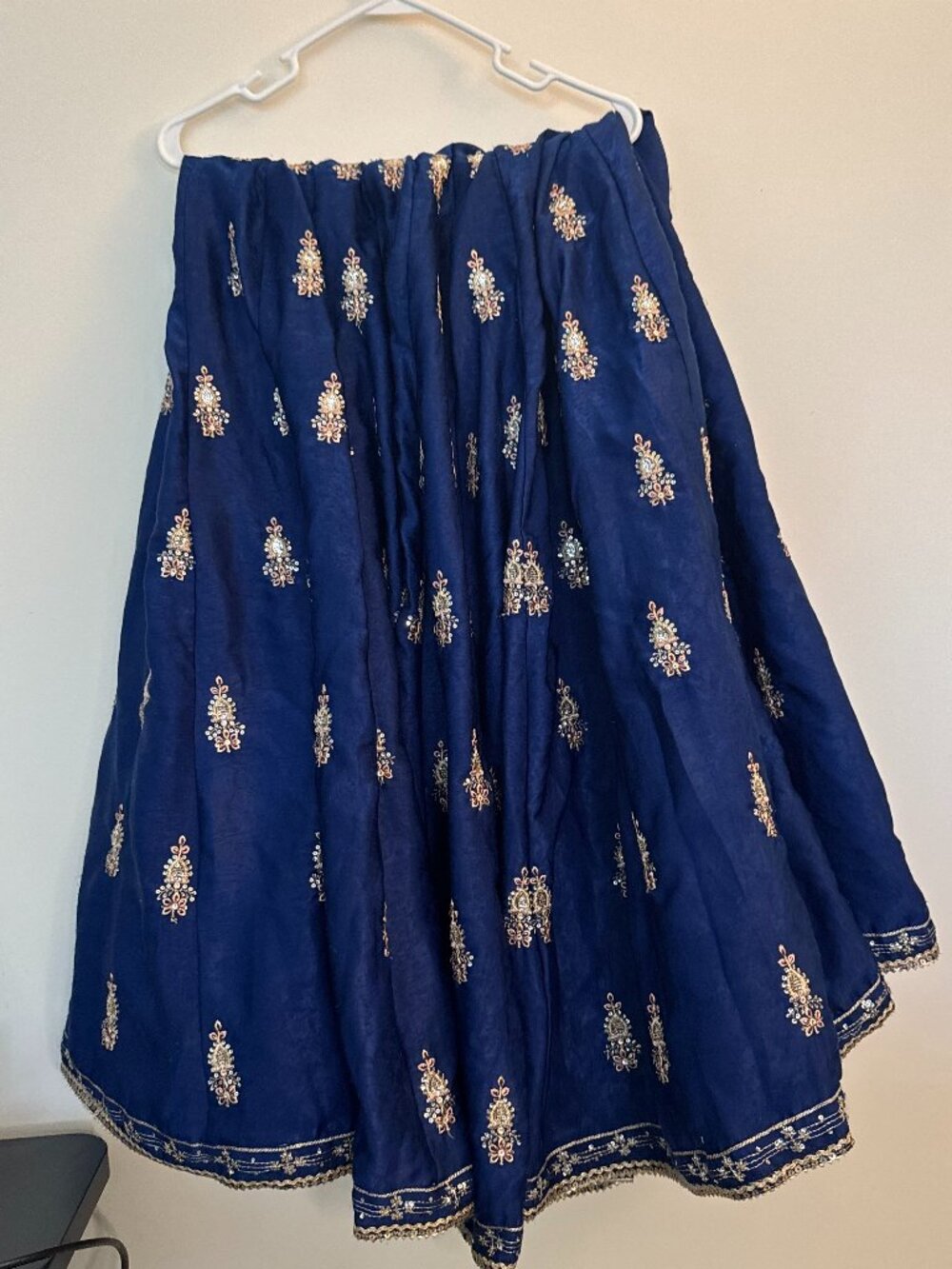Elegant Navy Blue Embroidered Lehenga Set - Picture 8 of 12
